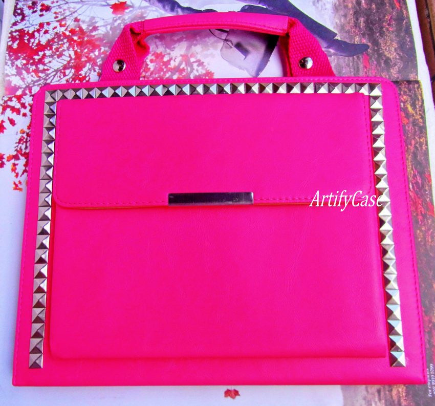 Modern Simple Stylish Hot Pink Magenta Monogram iPad Air Cover